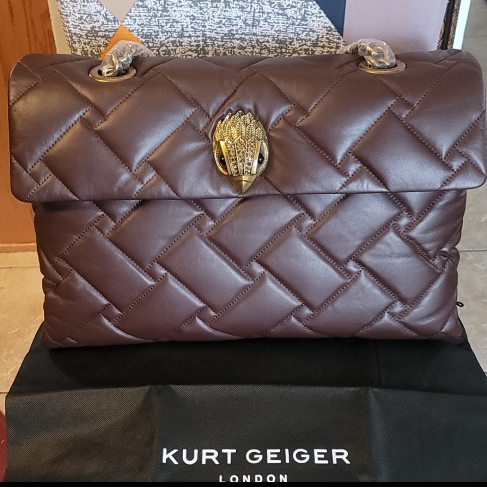 KURT GEIGER Macro Kensington Brown Leather Corssbody Bag - Picture 8 of 13